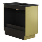 Modway - Quantum 36" Vanette de salle de bain - Or noir-Bassin d’évier en céramique