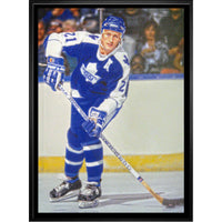 Borje Salming 20x29 Maple Leafs Blue Action-V - Toile encadree - 22" x 31"-Impression sur toile de qualité supérieure avec bordures enveloppées