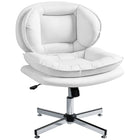 HOMCOM - Chaise de bureau sans accoudoirs à croisillons - blanc-Assise large sans accoudoirs avec rembourrage en ouate de polyester double couche, pour s’asseoir en tailleur confortablement