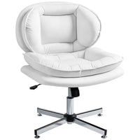 HOMCOM - Chaise de bureau sans accoudoirs à croisillons - blanc-Assise large sans accoudoirs avec rembourrage en ouate de polyester double couche, pour s’asseoir en tailleur confortablement
