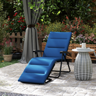 Outsunny - Chaise longue pliante avec coussin - dossier réglable - bleu-Dossier réglable et siège inclinable pour un confort personnalisé