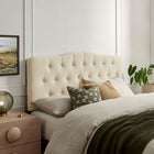 Modway - Annabel Mélange de lin premium Tête de lit complète, Lin-Cadre en mélange de bois
