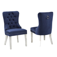 Brassex - Chaise d'appoint 823604 Darwin - ensemble de 2 - bleu marine-Comprend : 2 chaises de salle à manger