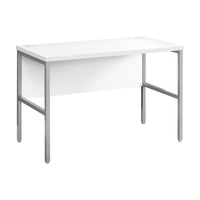Monarch Specialties - Bureau - 48 po L - Travail - Bureau À Domicile - Qualité Commerciale - Stratifié Blanc - Métal Argenté-Bureau d'ordinateur élégant et contemporain de 48 pouces avec un plateau en stratifié blanc et des pieds en métal argenté, parfait pour un bureau à domicile ou un espace professionnel