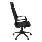 Monarch Specialties - 7272 Chaise De Bureau Dossier Haute Exec - Noir/Tissu Noir-Le siège pivotant à 360 degrés et la base noire à 5 branches avec roulettes à capuchon offrent la mobilité, tandis qu'un mécanisme réglable en hauteur avec contrôle d'inclinaison / verrouillage permet d'optimiser la chaise pour la personne assise