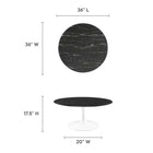 Modway - Lippa Rond de 36 po Faux marbre Table basse - Blanc Noir-Table en marbre artificiel