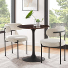 Modway - Lippa Rond de 28 po Bois Table à manger, Noyer cerisier noir-Socle métallique résistant aux éclats