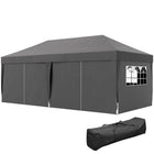 Outsunny - Tente gazébo de réception d'extérieur à pliage facile 10 pi l x 20 pi L - Noir-Tente de fête 10x20 avec 6 parois amovibles, idéale pour les événements en plein air, comme les barbecues, marchés aux puces, etc