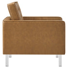 Modway - Loft Touffe Cuir végane Fauteuil et ensemble ottoman - Silver Tan-Rembourrage en mousse dense