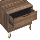 Manhattan Comfort - Table de nuit Avira 20" style mid-century moderne à 2 tiroirs - Marron-Des pieds en métal élégants apportent une touche contemporaine et un soutien solide