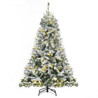 HOMCOM - Sapin de Noël artificiel floqué de neige de 1 - 8 m à LED blanc chaud-Sapin de Noël de 6 pieds avec 928 branches vertes en PVC