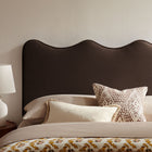 Modway - Athena Velours de performance résistant aux taches Tête de lit Queen size, Marron chocolat-Cadre en mélange de bois