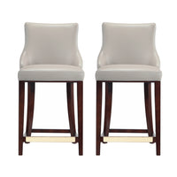 Manhattan Comfort - Shubert tabouret de comptoir moderne en similicuir 22,64" - gris clair - lot de 2-Tabouret de comptoir moderne avec dossier parfait pour une utilisation au comptoir et dans la cuisine. Ensemble de 2