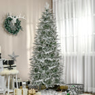 HOMCOM - Sapin de Noël artificiel 7 - 5' forme crayon enneigé-Vaporisé de neige artificielle pour ajouter un aspect hivernal 
