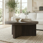 Hudson&Canal - Table basse ron Holm 91 cm (36 po) - Brun aulne-Fini en chêne gris vieilli aspect bois