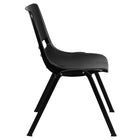 Chaise coquille noir pour enfants ergonomique et empilable de la série HERCULES avec hauteur de siège de 14 po.-Quantité de pile: 15