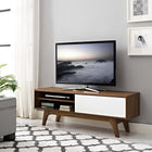 Modway - Envision 48 po Meuble TV, Blanc noyer-Porte coulissante en stratifié blanc