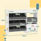 Qaba - Organisateur de rangement pour jouets avec 11 bacs amovibles - blanc-Espace ouvert en haut pour les objets faciles à atteindre ou à exposer
