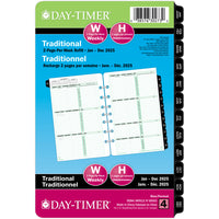 Day-Timer - Recharge datee 2025 2 pages/semaine de bureau - 8 1/2 po H x 5 1/2 po l - bilingue-Format des pages : 8 1/2 po H x 5 1/2 po l