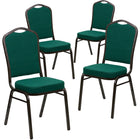 Flash Furniture – Chaise banquet empilable Hercules dossier couronne siège 2,5 po, vert, cadre filons dorés, 4/paq. (FDC01GVGN)-Ensemble de 4 chaises de banquet polyvalentes