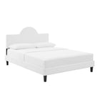 Modway - Soleil Performance Velvet Lit King, Blanc-Pieds en bois noir effilés