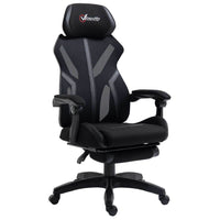 Vinsetto - Chaise de jeu de bureau inclinable avec repose-pieds - noir-Design ergonomique avec rembourrage en mousse épaisse pour plus de confort