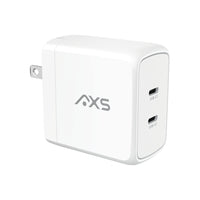 AXS - 65W PROCharge Chargeur mural PD GRS avec double port - Blanc-Rendement énergétique élevé : La puce de charge intelligente ajuste la puissance de sortie en fonction des besoins de l'appareil