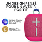 Ultimate Ears - WONDERBOOM 4 enceinte Bluetooth portable et étanche, Rose-Enceinte sans fil résistante et longue portée : Une portée de 40 mètres (131 pieds) pour que tu sois libre de tes mouvements - elle résiste aussi à la saleté et aux chutes et possède une lanière très pratique pour que tu puisses l'emporter partout avec toi