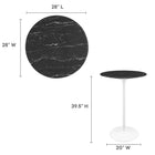Modway - Lippa Rond de 28 po Faux marbre Bar Table, Blanc Noir-Table en marbre artificiel