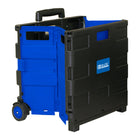 BAZIC Products - Chariot pliant sur roues avec couvercle, 16 po x 18 po x 15 po, Noir/Bleu-Parfait pour transporter des livres, du papier, des objets personnels, des dossiers et même des courses.