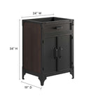 Modway - Steamforge 24" Armoire de toilette de salle de bain (lavabo non inclus) - Noyer noir-Charnières pivotantes