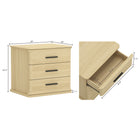 Manhattan Comfort - Table de nuit traditionnelle Clifford à 3 tiroirs - Chêne naturel-Trois tiroirs de rangement : Un vaste espace de rangement dissimulé garde votre table de chevet propre et sans encombrement
