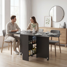 HOMCOM - Table à manger pliante à abattant avec étagères à 2 niveaux et roulettes pour 2-4 personnes - noir-Deux étagères offrent un rangement discret 