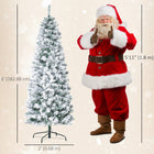 HOMCOM - Sapin de Noël artificiel 6' enneigé pré-illuminé avec lumières - vert-Les branches peuvent être ouvertes automatiquement pour un assemblage facile 