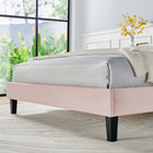 Modway - Daisy Performance Velvet Lit à plateforme jumelle, Rose-Pieds en bois effilés