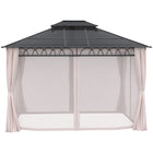 Outsunny - Gazebo à toit rigide à double toit 10' x 12' avec rideaux - kaki-Suffisamment spacieux pour que vos invités se sentent libres de se déplacer 