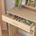 HOMCOM - Coiffeuse avec miroir - 35,4 po L x 15 po l x 54,3 po H - bois naturel-Couleur : Bois naturel 