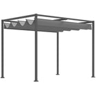 Outsunny - Pergola de patio avec auvent rétractable - 10 pi x 7 pi - gris-Cadre en métal avec revêtement en poudre offrant une résistance supérieure et une grande stabilité 