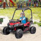 Aosom - Voiture électrique pour enfants tout-terrain 12V 10AH - rouge-Pneus extra-larges, ceinture de sécurité et conception de roue arrière à amortissement pour une conduite sûre et fluide 