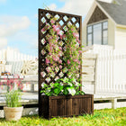 Outsunny - Jardinière surélevée - 2,4 pi x 1 pi x 4,9 pi - carbonisée-Dotée d'une caisse en bois et d'un panneau arrière en treillis pour mettre en valeur vos plantes préférées
