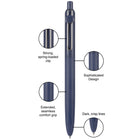 Uniball - Stylos à gel hybrides rétractables Zento - 0.7 mm - Encre noire - Collection Muted - Paquet de 2-La peinture non toxique certifiée ACMI est miscible, superposable et diluable.