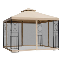 Outsunny - Pavillon de patio 10 pi l x 10 pi L - auvent de pavillon à double toit pour l’extérieur-Pavillon élégant avec des motifs uniques sur les panneaux latéraux