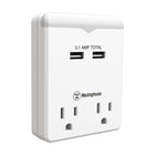 Westinghouse - Veilleuse USB à 2 prises-convertit la prise murale double en 2 prises mises à la terre et 2 ports USB