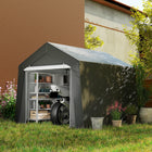 Outsunny - Abri portable 10 pi x 10 pi - gris foncé-Une grande porte permet de garder vos outils à l'intérieur  
