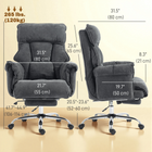 HOMCOM - Fauteuil de bureau exécutif inclinable avec repose-pieds et appui-tête - gris foncé-La hauteur réglable et l’assise pivotante à 360° permettent un positionnement ergonomique et des mouvements flexibles