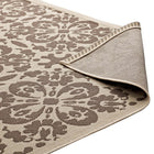 Modway - Ariana Treillis floraux vintage à l’intérieur et à l’extérieur Tapis de comédie 8 pi l x 10 pi L - Beige clair et beige foncé-Haute densité / Tissé à la machine