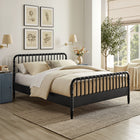 Modway - Arlette Grandeur nature Bois Cadre de lit de broche - Noir-Tête de lit à fuseau et pied de lit