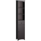 HOMCOM - Armoire haute de salle de bain pour linge avec étagères et tiroir - brun-Cette armoire haute et moderne polyvalente s'accordera avec tous types de meubles 
