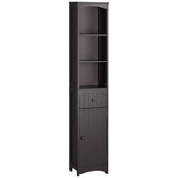HOMCOM - Armoire haute de salle de bain pour linge avec étagères et tiroir - brun-Cette armoire haute et moderne polyvalente s'accordera avec tous types de meubles 