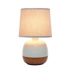 Simple Designs - Petite lampe de table du milieu du siècle - bois foncé et gris clair-La lampe mesure l : 7" x l : 7" h : 12"